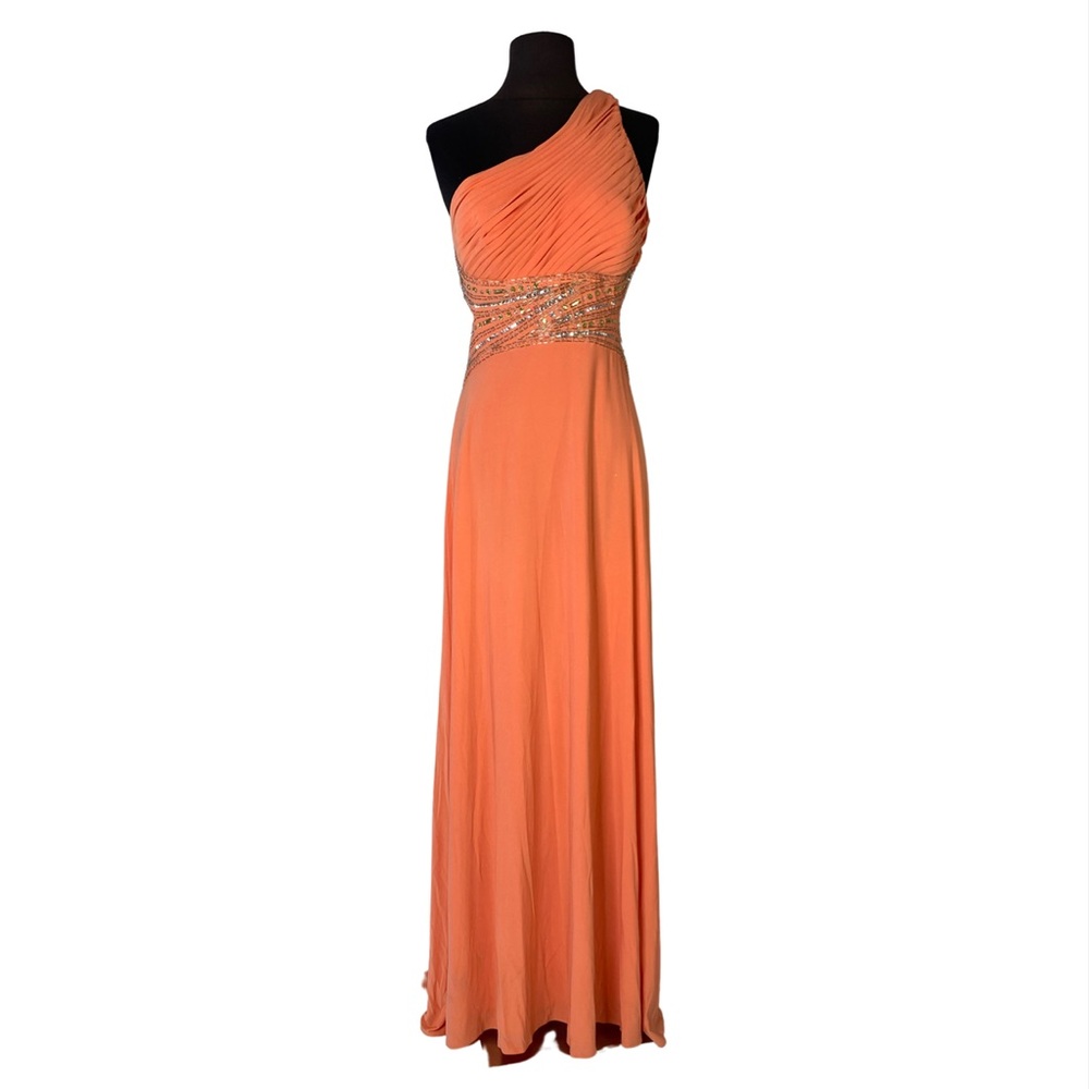 Coral Elegant One-Shoulder Dress